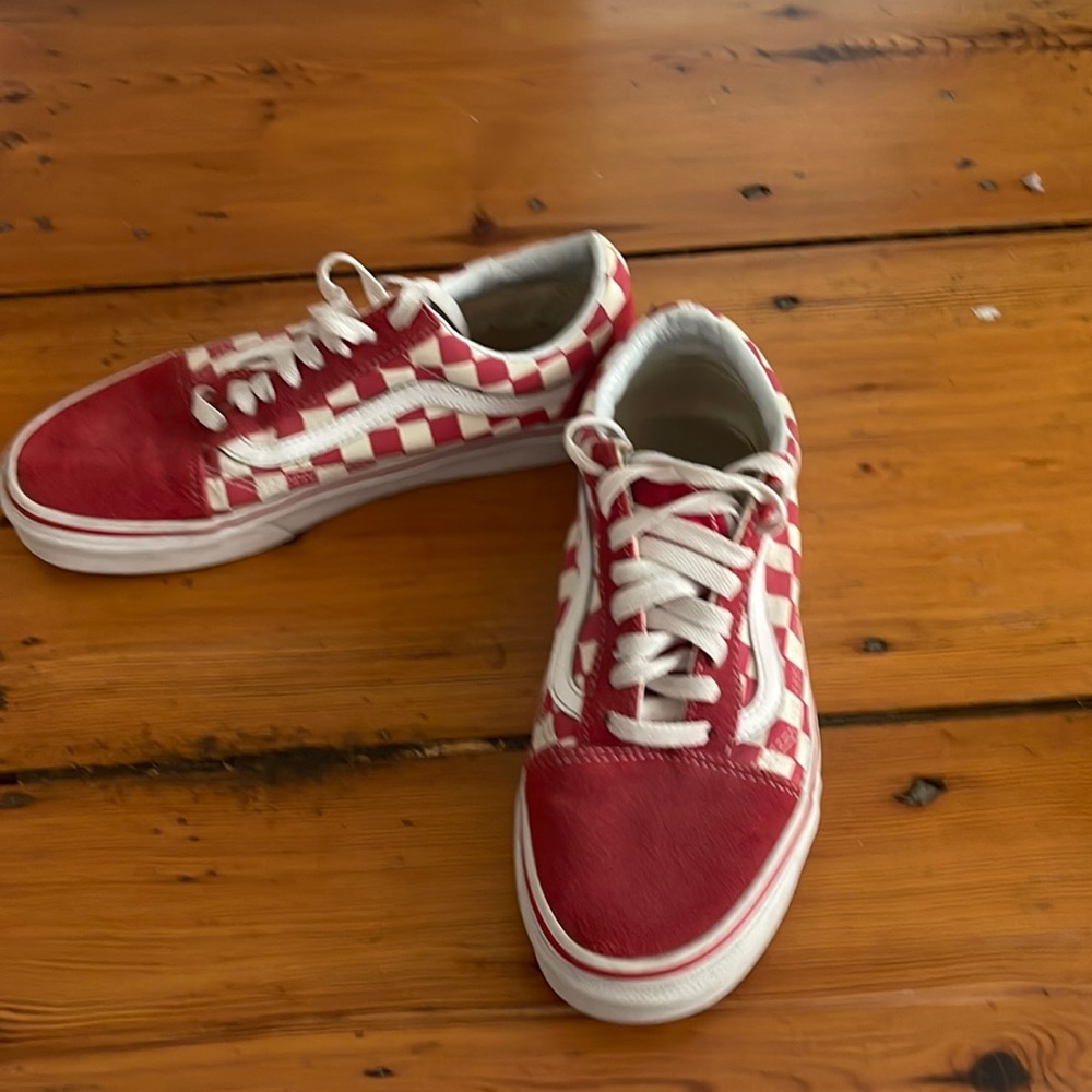 Classic red suede vans. Good condition.